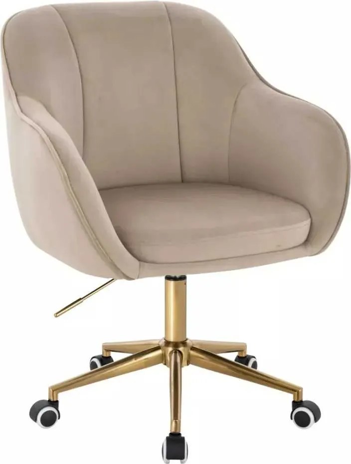 LuxuryForm DESIGN Stolička AVOLA VELUR na zlatej podstave s kolieskami - latte