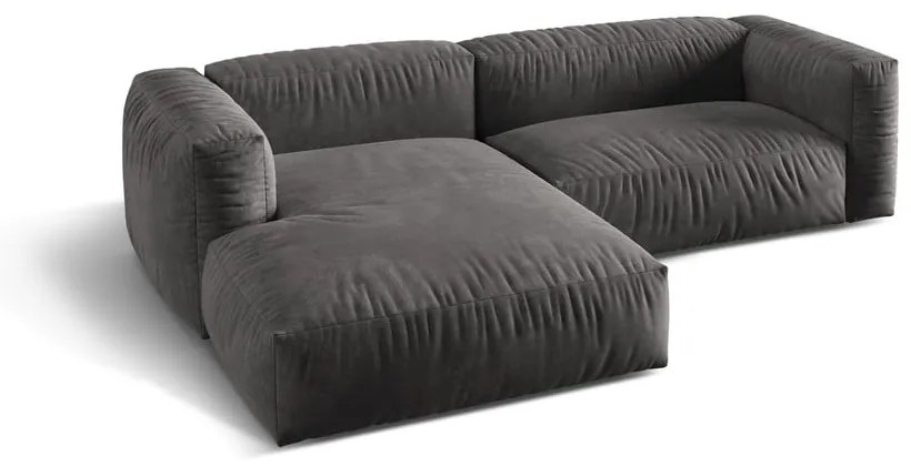 Sivá zamatová modulárna rohová pohovka (ľavý roh/s leňoškou) Martina – Micadoni