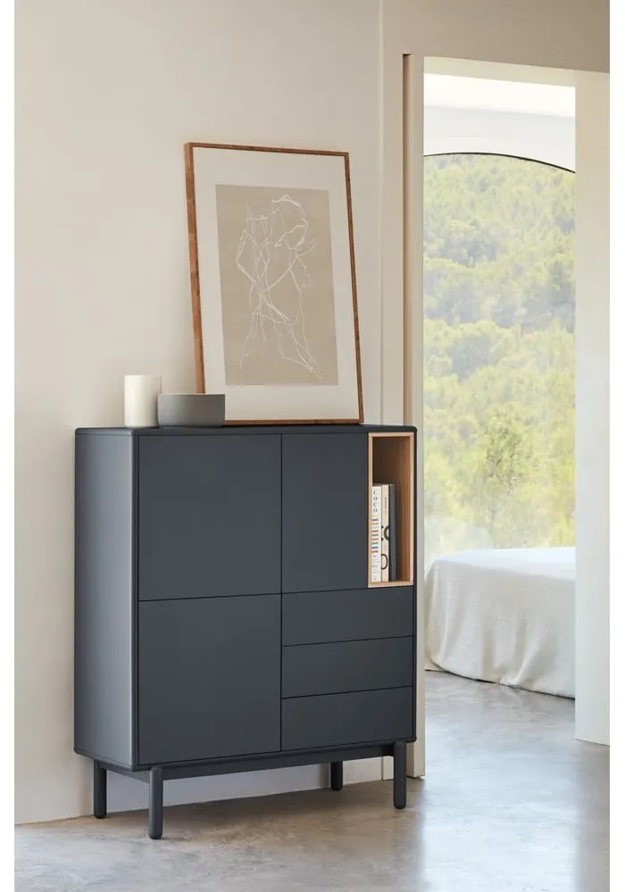Tmavosivá vysoká komoda 100x120 cm Corvo - Teulat