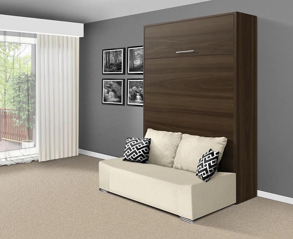 Nabytekmorava Sklápacia posteľ s pohovkou VS 21058P 200x120 farba pohovky: Krémová, Typ farebného prevedenia: Agát / dvere biele