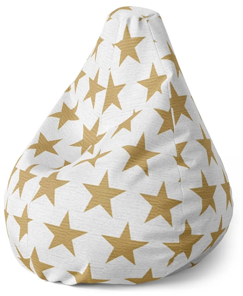 Sablio Sedací vak Pear Zlaté hviezdy - 140 x 100 x 25 cm