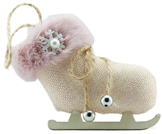 DECOLED Korčule na ozdobu vianočného stromčeka, 12 × 9 cm, závesné, textil, interiér