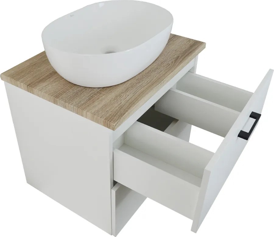 Comodo Kúpeľňová skrinka pod doskové umývadlo Agria NEW W 60-HD - biela/dub sonoma