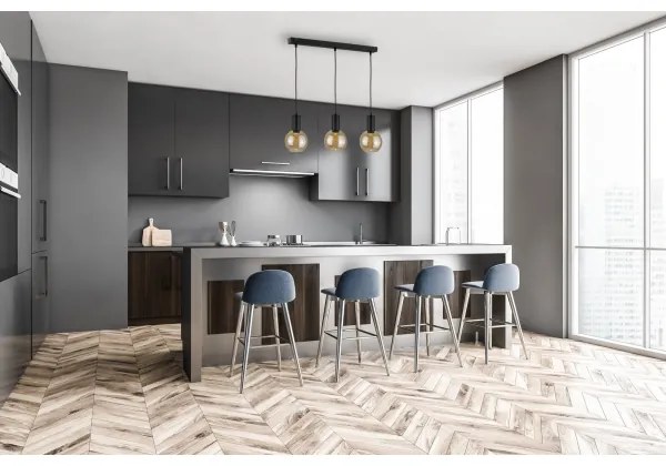 Luster na lanku JANTAR BLACK 3xE27/60W/230V