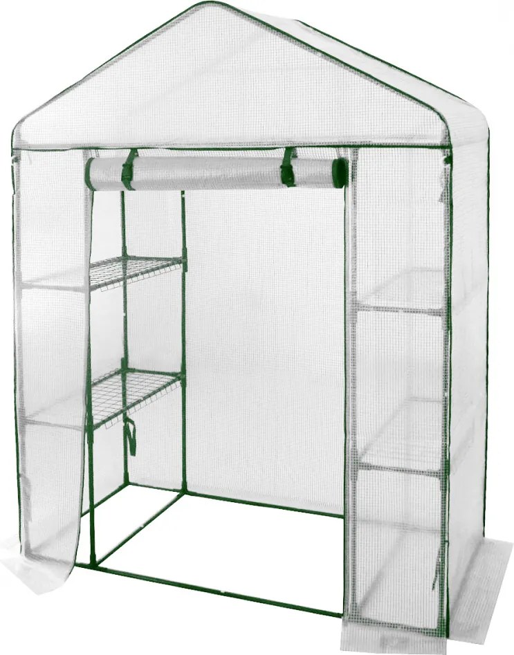 Záhradný fóliovník s policami, 140x140x200 cm