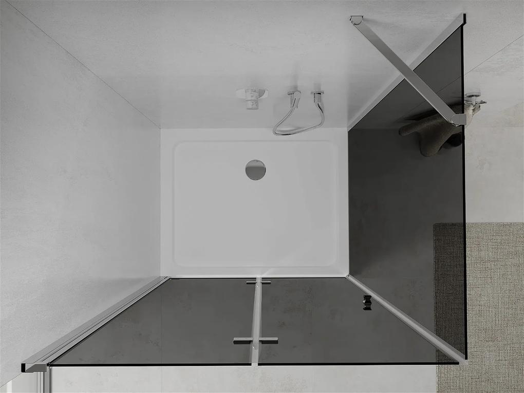Mexen Lima, sprchový kút so skladacími dverami 100 (dvere) x 110 (stena) cm, 6mm šedé sklo, chrómový profil + slim sprchová vanička biela + chrómový sifón, 856-100-110-01-40-4010