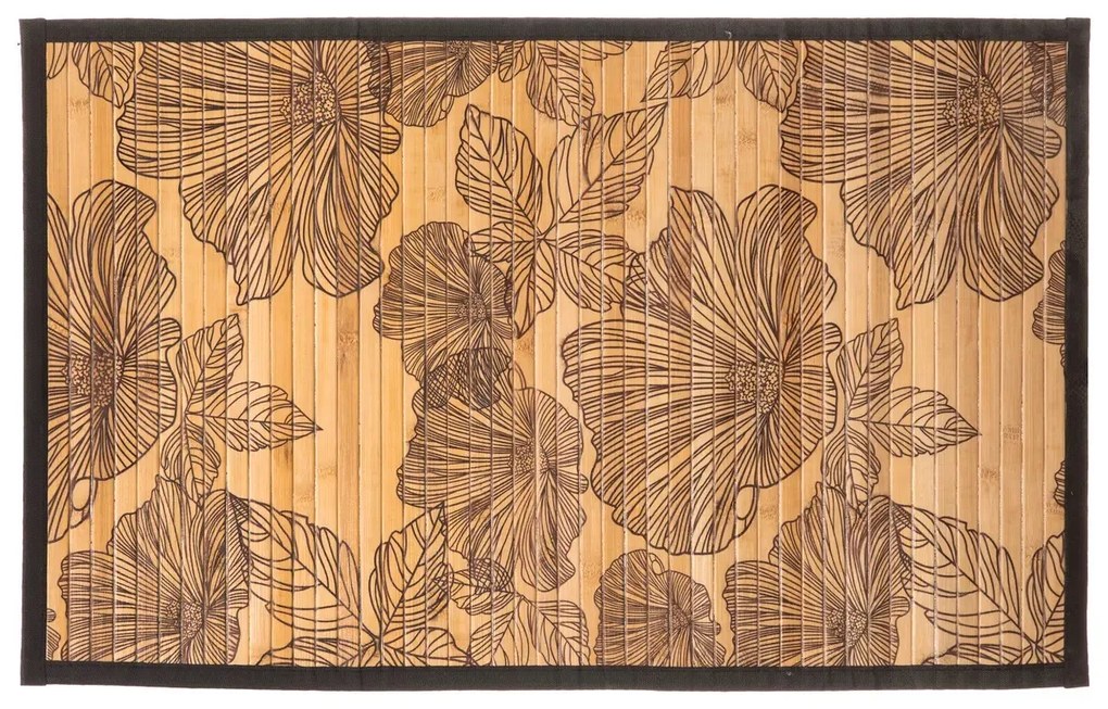 Predložka do kúpeľne Blackflower, 50x80 cm, čierna/hnedá