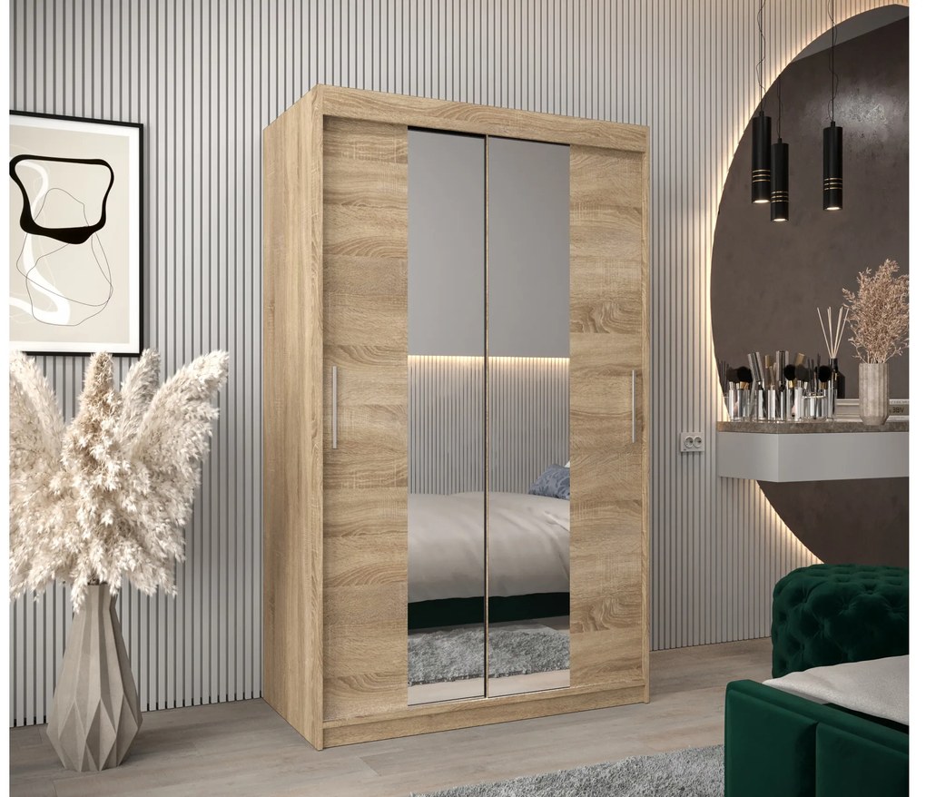 Šatníková skriňa 120 cm Toki 1 (Dub sonoma + Biela matná). Akcia -61%. Vlastná spoľahlivá doprava až k Vám domov. 1064898
