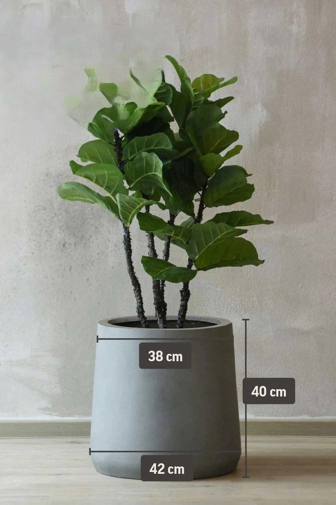 Kvetináč VEKRA, sklolaminát, výška 40 cm, betón-dizajn, šedý