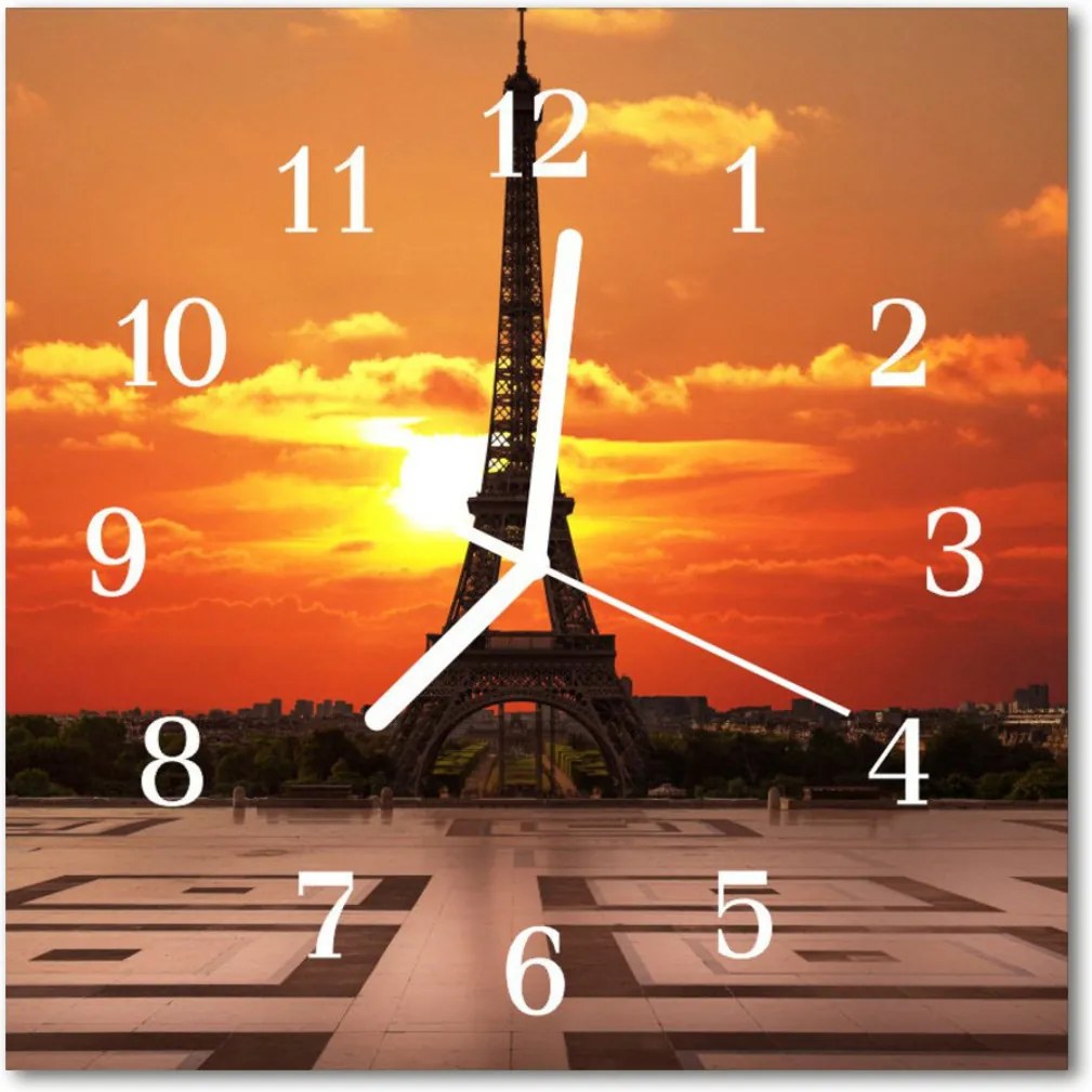 Nástenné sklenené hodiny  Eiffelova veža