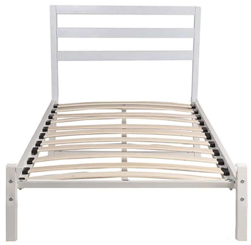 Kovový posteľový rám s lamelami v rôznych veľkostiach a farbách, 90x200 cm, Bella, biely