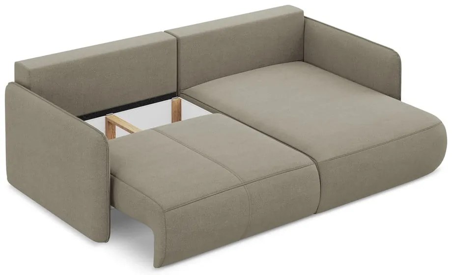 Béžová rozkladacia/s úložným priestorom rohová pohovka (pravý roh) Nanea – Makamii