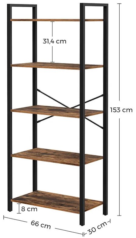 Regál Houseland Evy hnedý/čierny