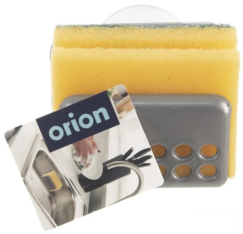 Orion Držák na houbičku do dřezu, s houbičkou, na přísavku, GABKE šedý