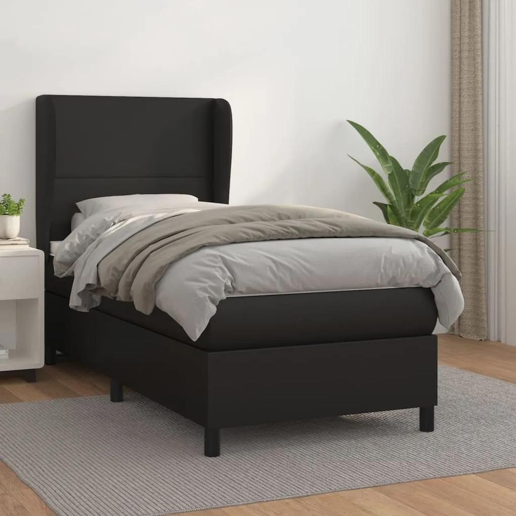 Boxspring posteľ s matracom čierna 100x200 cm umelá koža 3128895