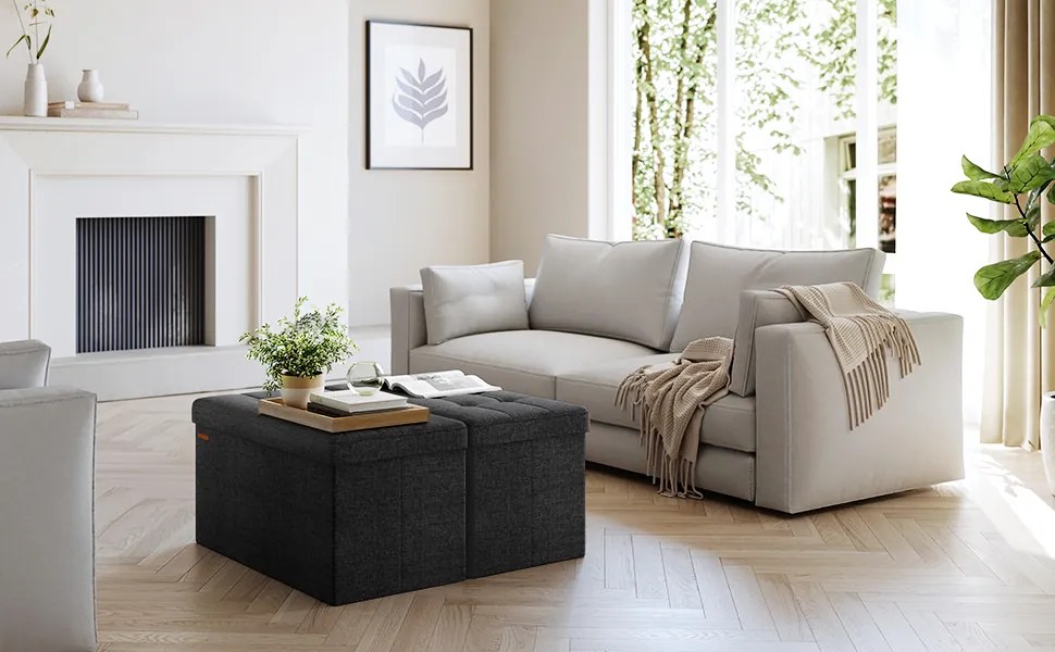 Taburet Lofe s úložným prostorem černý