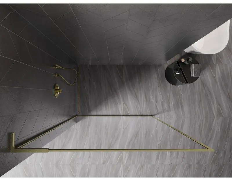 Mexen, Mexen Kioto-XF L sprchová stena s rámom 120 x 202 cm, priehľadná 10 mm, brúsené zlato - 800-120-174-55-00-XF