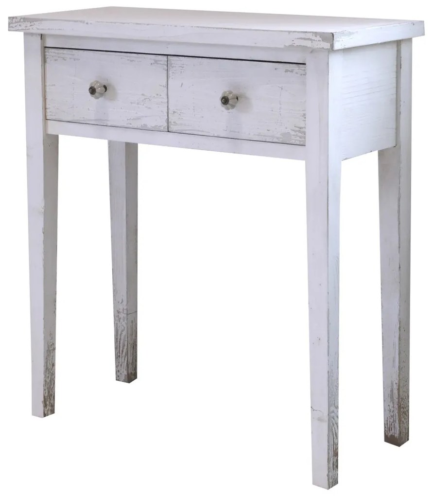 Biely drevený retro konzolový stolík so šuplíkmi - 73*32*80 cm