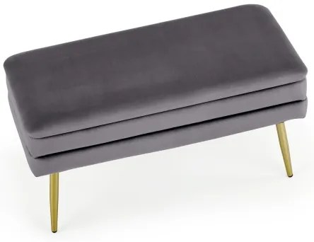 Prešívaná lavica s úložným priestorom VELVA 37x78 cm šedá/zlatá