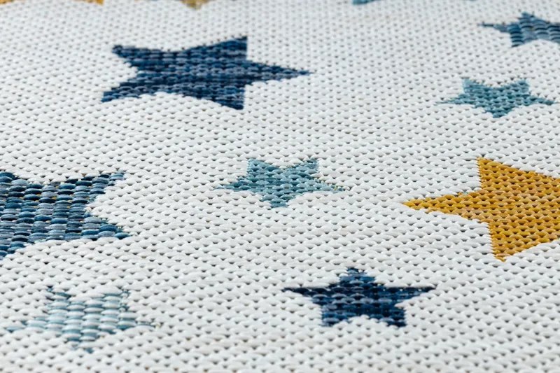 Koberec SISAL COOPER hviezdy 22260 ecru / tmavo modrý