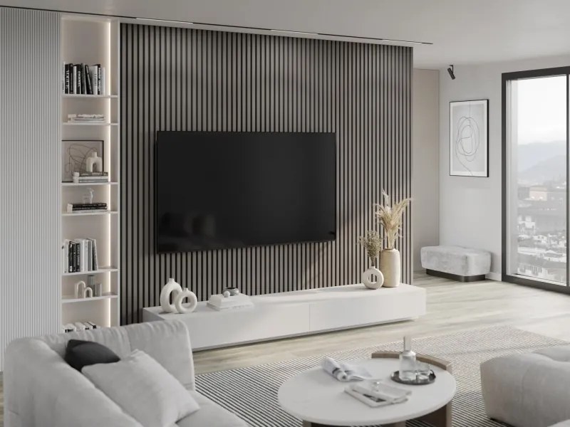 Mexen Lam-B, akustické stenové lamely 275 × 30 cm, HDF doska 4 mm, technická dyha, dub oceľový, S100-275307-3015-006