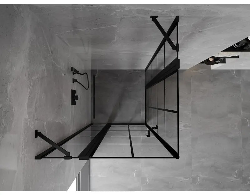 Mexen, Mexen Mist Duo výklopný sprchový kút 90 x 90 cm, čierna mriežka - 8A4-090L-090P-70-77