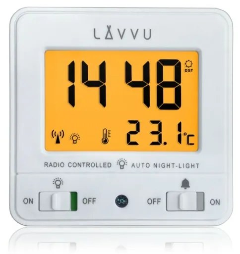 LAVVU Digitálny budík riadený rádiovým signálom
