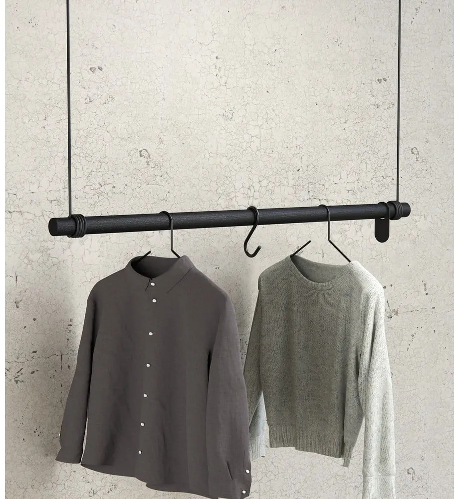 Čierny nástenný vešiak z dubového dreva 110 cm Swing L – LIND DNA