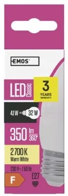 EMOS LED žiarovka Candle, E27, 4W, teplá biela