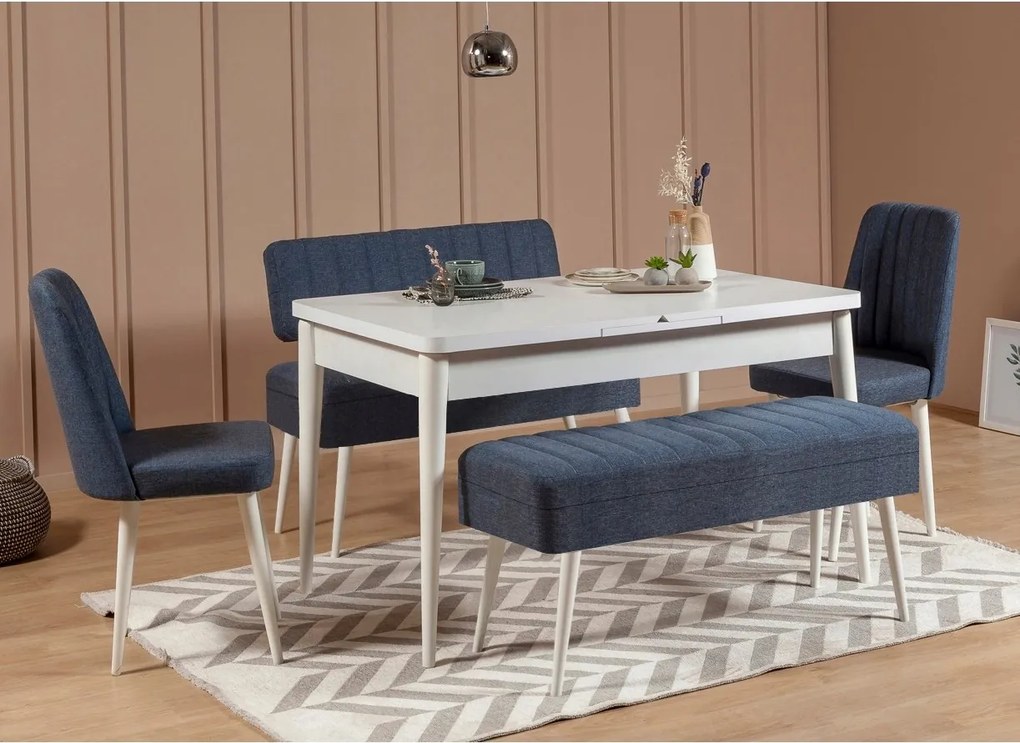 Jedálenský set Vlasta 2 (biela tmavomodrá) (pre 6 osôb)