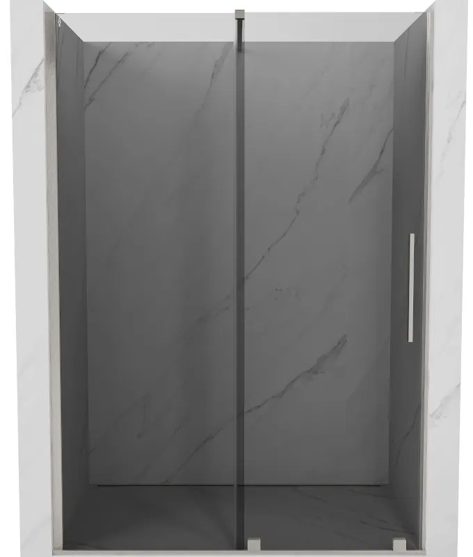 Mexen Velar, posuvné sprchové dvere do otvoru 130 cm, 8mm šedé sklo, brúsená oceľ, 871-130-000-41-97