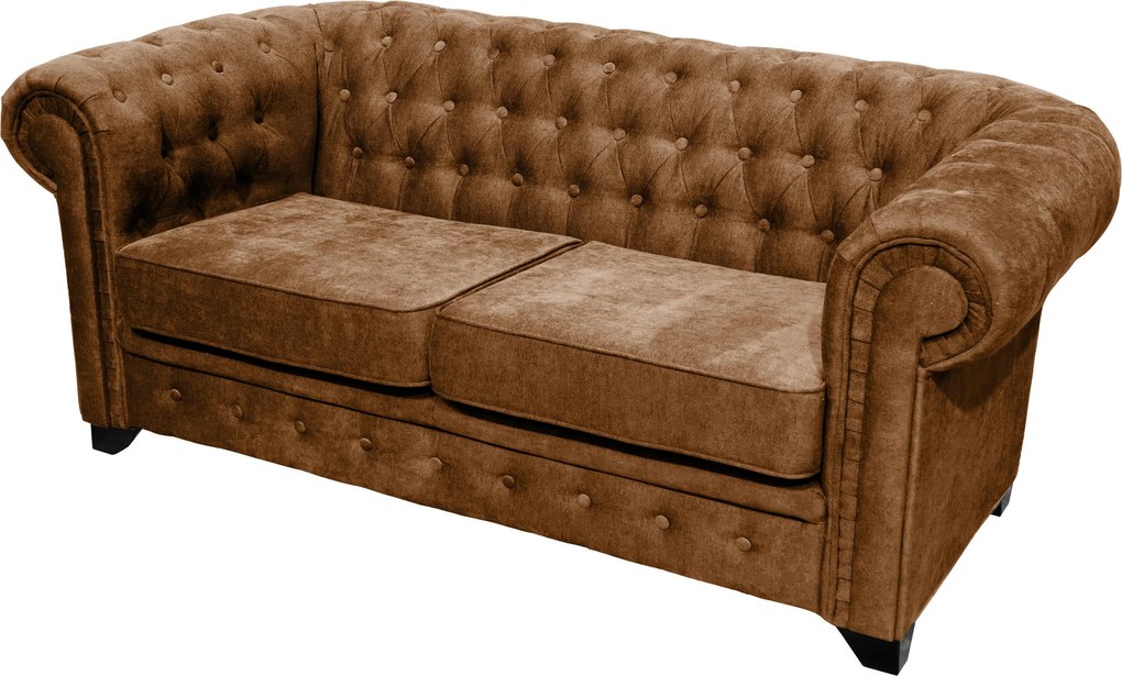 XXXLutz SEDAČKA CHESTERFIELD, drevo, textil, kompozitné drevo, koňaková MID.YOU - Sedačky - 000694009802