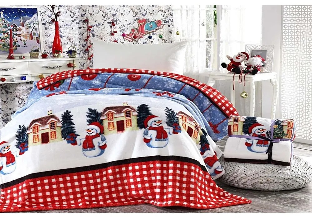 Deka s vianočným motívom s prímesou bavlny 150x200 cm – Mila Home