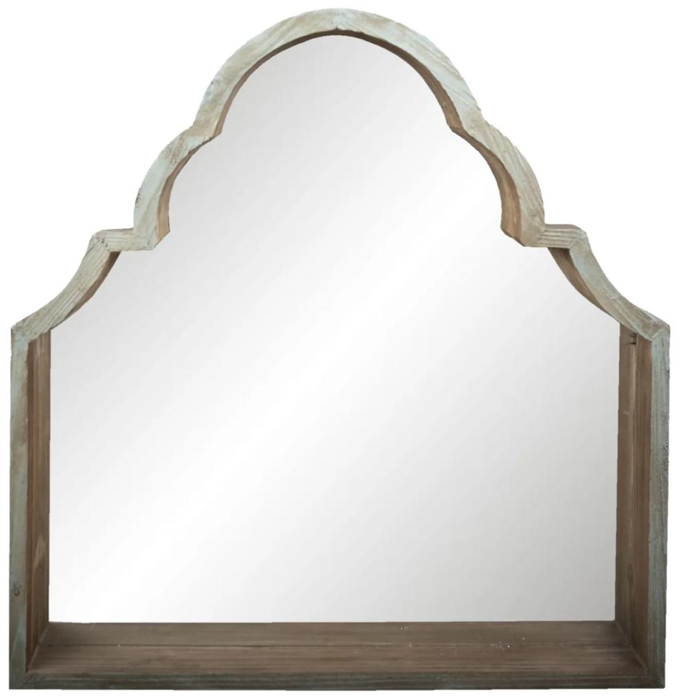 Bielo hnedé drevené zdobené zrkadlo Vafara - 85 * 12 * 87 cm