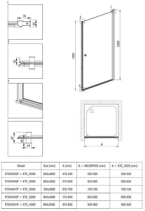 Deante Kerria Plus, 1-krídlové sprchové dvere 60x200 cm, 6mm číre sklo, chrómový profil, DEA-KTSW046P