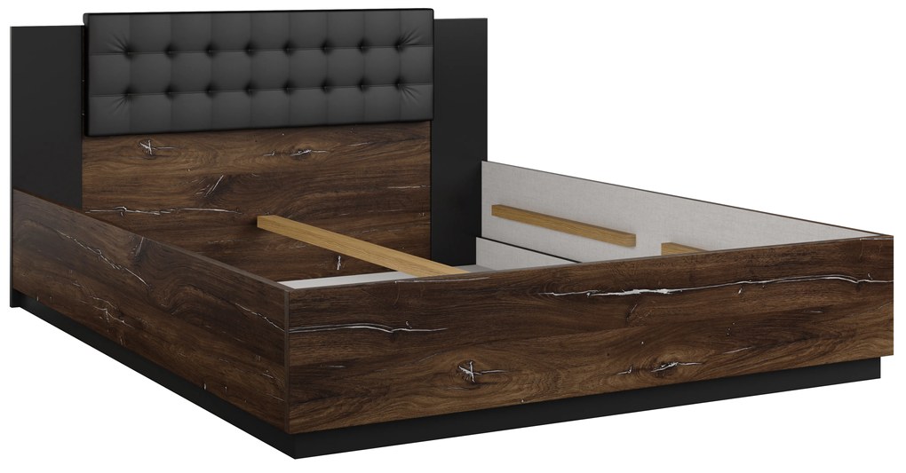 Manželská posteľ 160 cm Signat Typ 31 (čierna + dub flagstaff + strieborná nitka). Akcia -10%. Vlastná spoľahlivá doprava až k Vám domov. 1107660