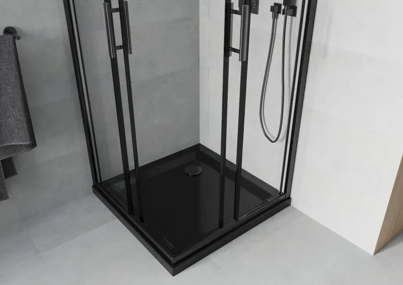 Mexen Rio štvorcový sprchovací kút 90 x 90 cm, transparentný, čierny + plochá vanička, čierna - 860-090-090-70-00-4070B