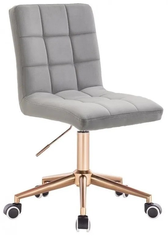 LuxuryForm DESIGN Stolička TOLEDO VELUR na zlatej podstave s kolieskami - svetlosivá