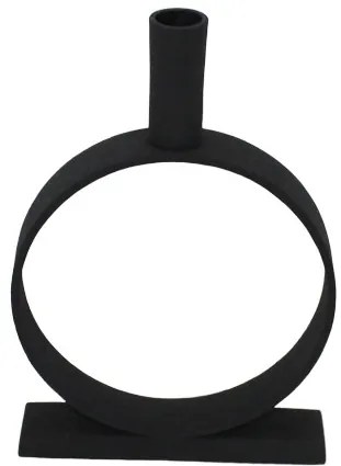 Hliníkový svietnik Ring, matt black, 23,5 cm L