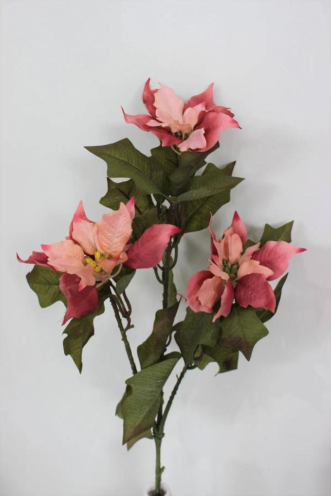 Ružová kytica vianočnej ruže 68cm