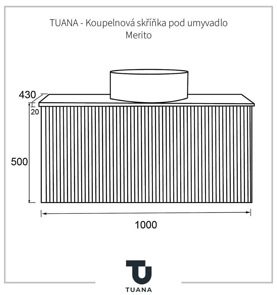 Tuana Merito, kúpeľňová skrinka pod umývadlo 100x50x43 cm, biela matná, CER-TU-475955