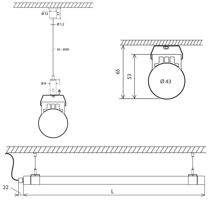 McLED LED prachotesné osvetlenie COMET S1500, 32W, denná biela, 150cm, IP67