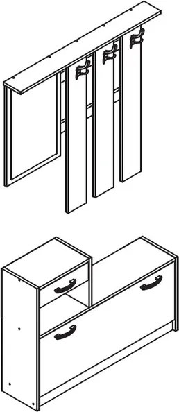 Predsieňová stena Astor, biela/grafit