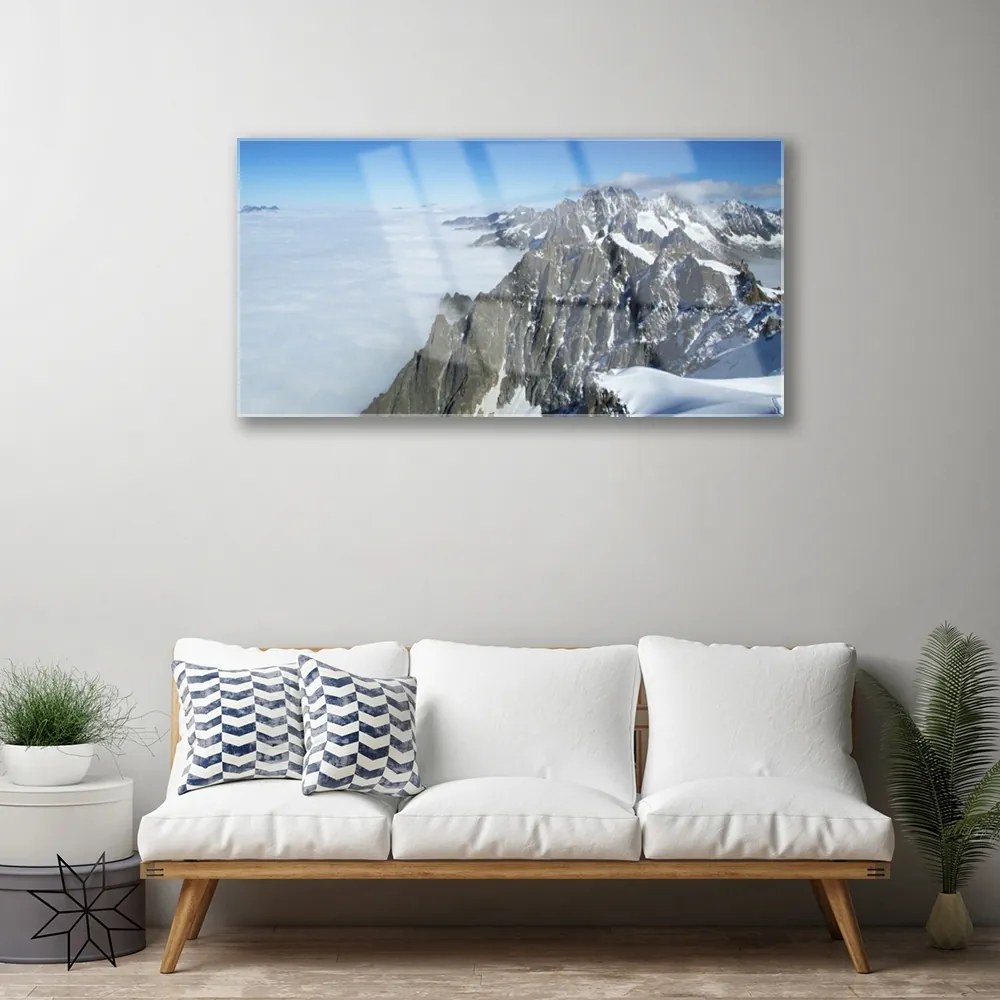 Obraz na skle Hora hmla krajina 140x70 cm