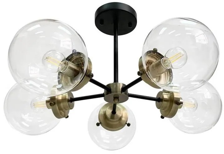 Candellux Čierno-patinové stropné svietidlo Lens pre žiarovku 5x E14 35-01306