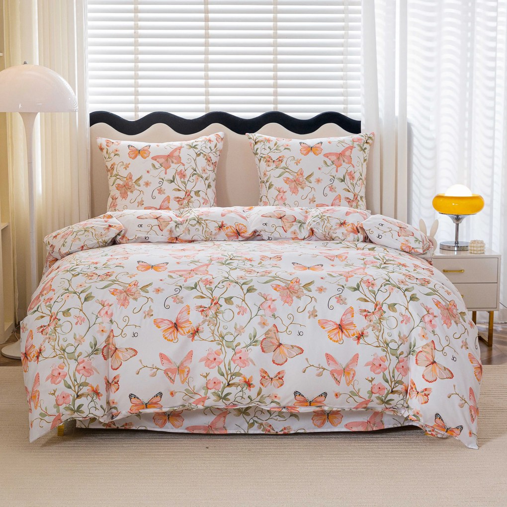 Obliečky z mikrovlákna ORANGE BUTTERFLY biele Rozmer obliečky: 70 x 80 cm | 140 x 200 cm