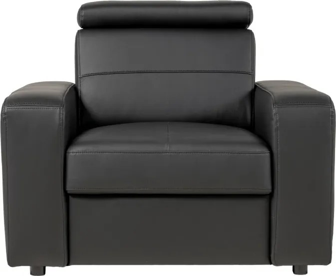 Kožené kreslo LUCIO, čierna (čierne prešitie)