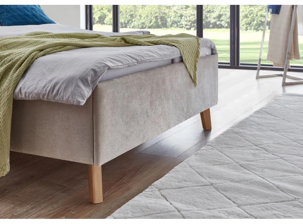 Béžová čalúnená dvojlôžková posteľ s roštom 140x200 cm Piano – Meise Möbel
