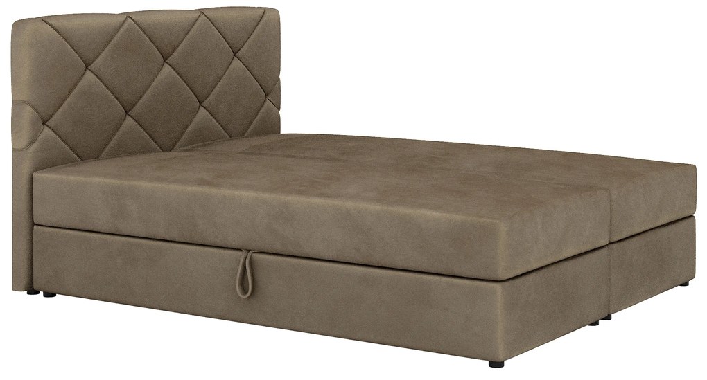 Manželská posteľ Boxspring 160x200 cm Karum (svetlohnedá) (s roštom a matracom). Vlastná spoľahlivá doprava až k Vám domov. 1007783