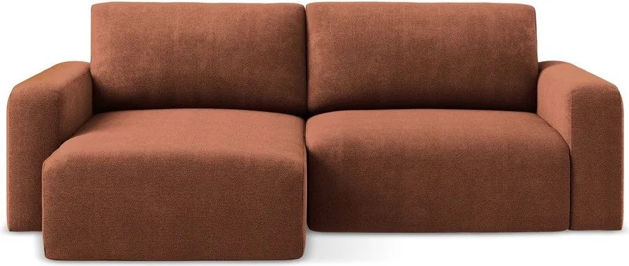 Ženilková rozkladacia/s úložným priestorom rohová pohovka v terakotovej farbe (ľavý roh/s leňoškou) Kona – Makamii